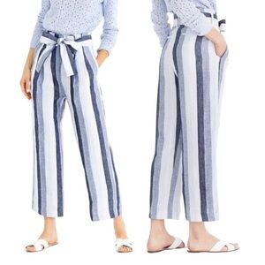NWOT J Crew Point Sur Linen Striped Pants Size 8 Tall